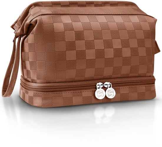 SC Travel Essentials - Toilettas en Make-up Organizer - Waterdicht en Compact - Geschikt voor Reis en Dagelijks Gebruik - Unisex - Brown
