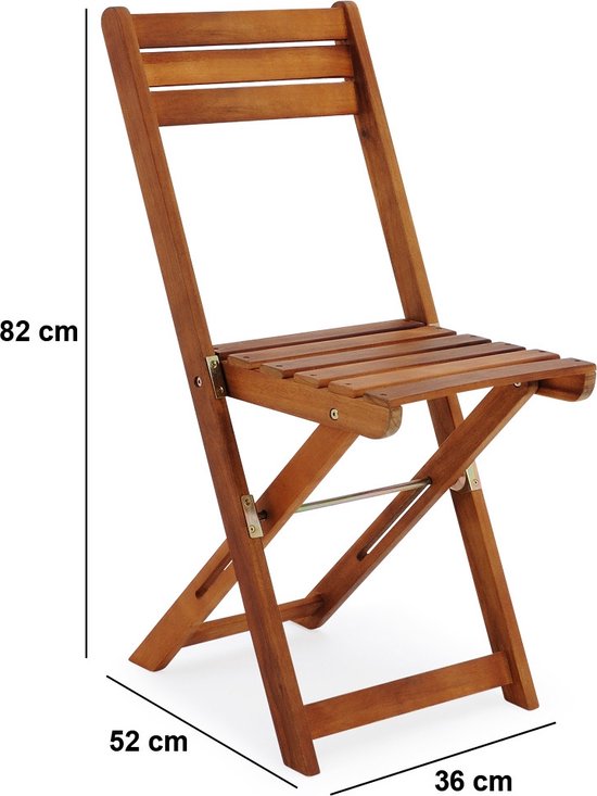 Casaria Balkonset – Inklapbaar Acaciahout – 2 Stoelen & Tafel – 58 x 60 x 71 cm – Bruin