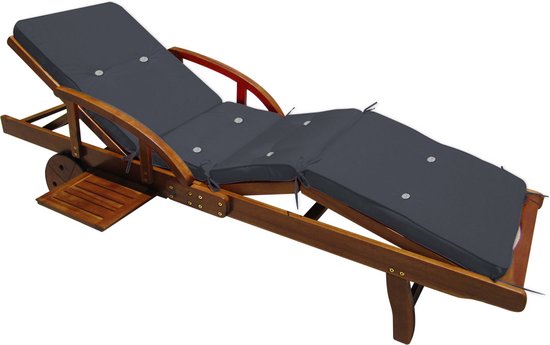 Detex Ligbedkussen - Weerbestendig UV bestendig 195x55x5cm - Antraciet