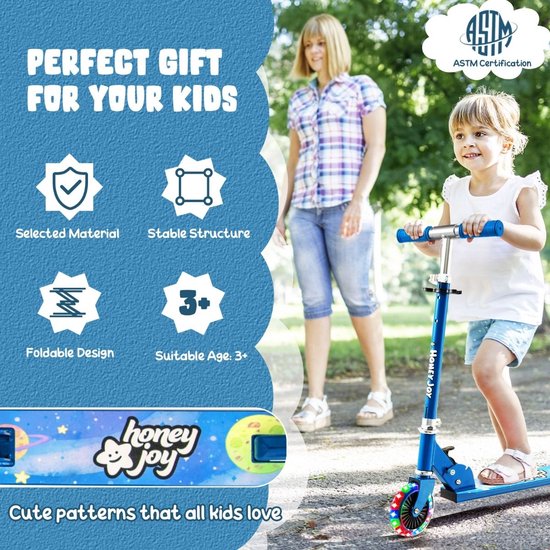 Coast Opvouwbare Step Voor Kinderen - LED Verlichte Wielen - 66 x 33 x 80cm - Blauw