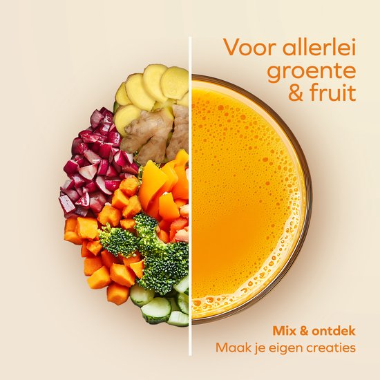 KitchenBrothers Slowjuicer - Mini Juicer - Groenten en Fruitpers - 40 mm en 50 mm invoer - 400 ml - Zwart