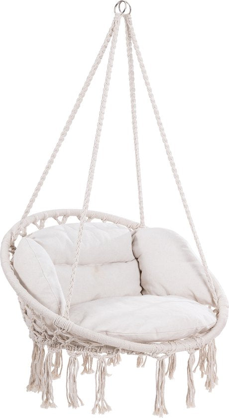 Detex Hangstoel 2 Kussens - Belastbaar tot 150kg 80x60x140cm - Crème