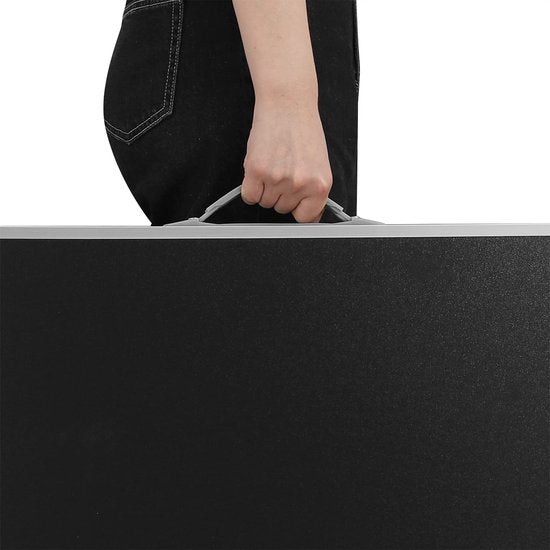 Klaptafel - Draagbaar bureau - Compacte standaard - Inklapbaar oppervlak - Reiswerkstation - Lichtgewicht bord - Eenvoudig op te zetten plaat - Zwart - 70x60x50 cm