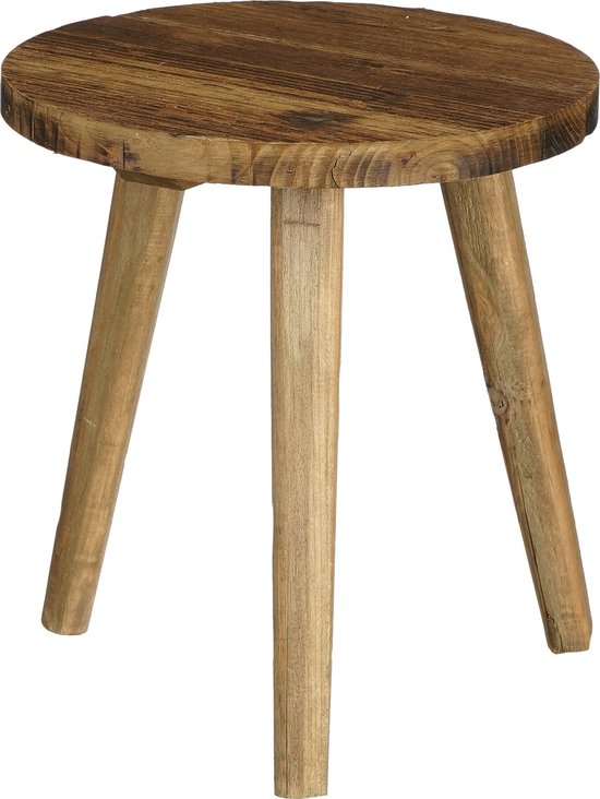 Mica Decorations Bold Bijzettafel - H28 x Ø26 cm - Gerecycled Hout - Bruin
