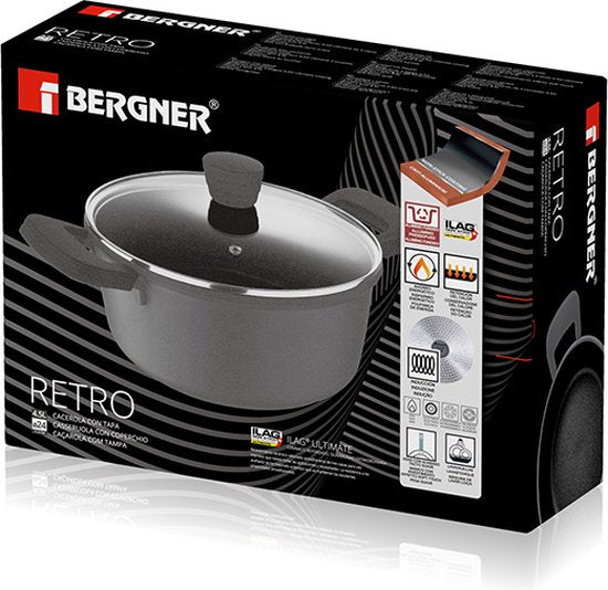 Bergner Kookpan Retro - Inductie - Groot - D24 x H11.5 cm - 4.5 Liter