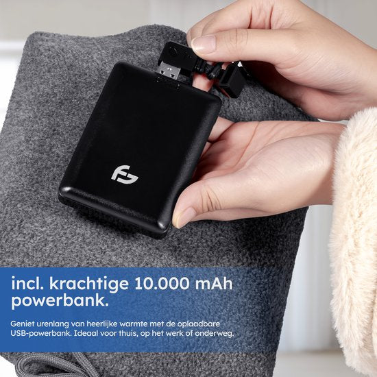 Elektrische Kruik – 3 standen – Kruik – 10.000 mAh Powerbank – Wasbare Hoes – Oplaadbare Kruik – Original Grey – Saaf Comfort