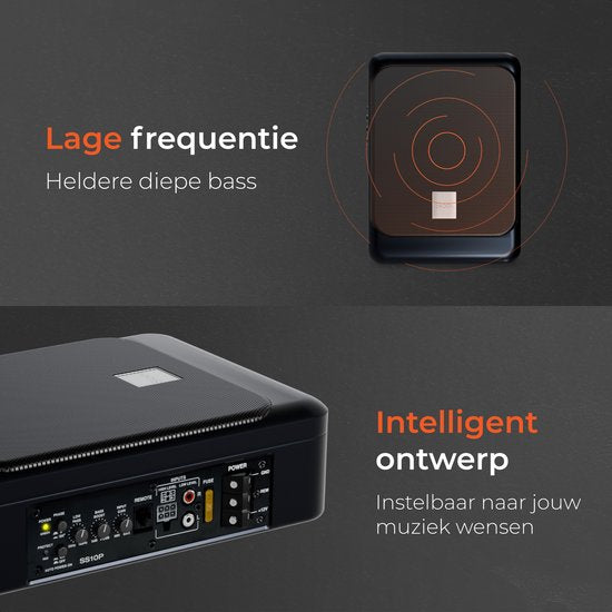 Skoov SlimBass Auto Subwoofer – Actief met Ingebouwde Versterker – 200W – Underseat – Aluminium Behuizing – Inclusief Afstandsbediening