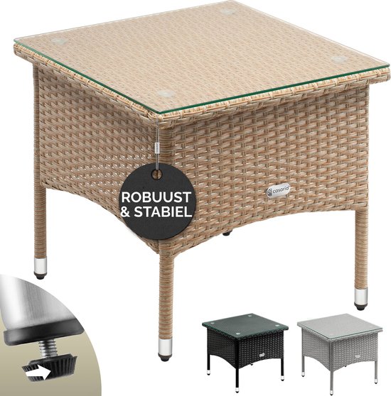 CASARIA Polyrattan Bijzettafel Buiten - 50x50x45cm - Crème