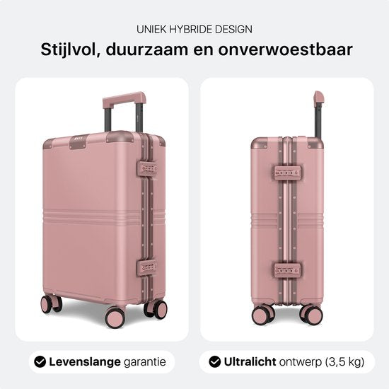 ONYX Hybrid Pro Handbagage Koffer 35 Liter - Gerecycled Polycarbonaat en Ritsloos Design - Reiskoffer met TSA slot en Spinner wielen - Lichtgewicht Trolley - Candy Pink