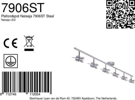 Plafondlamp Steinhauer Natasja LED - Staal