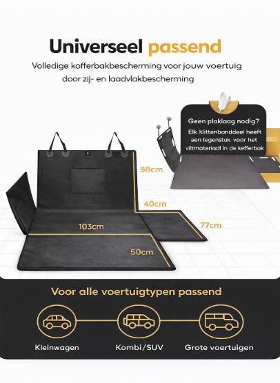 Heldenwerk Kofferbakbescherming hond met zij- en bumperbescherming - universele auto kofferbak hondendeken waterdicht en krasbestendig - kofferbakdeken honden