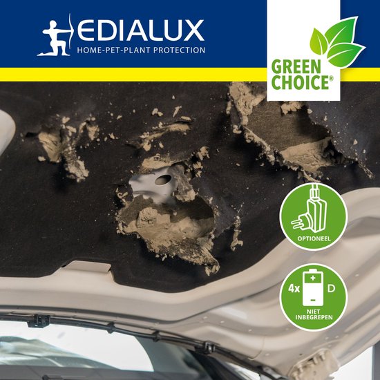 Edialux Ultrasonic Defend Vossen & Marters Flash, ultrasone vossen- en marterverjager met flits, bescherm je tuin veilig en effectief, werkt op batterijen of met adapter, max. 200 m²
