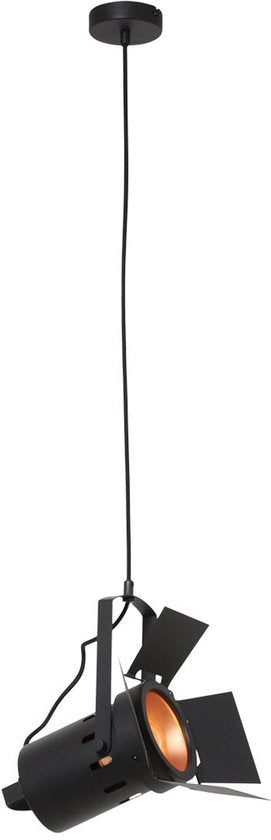 Hanglamp Carré 3379ZW – zwarte industriële lamp, staal, hoogte verstelbaar van 30-150 cm, Mexlite