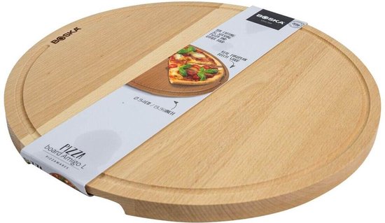 Boska Pizzaplank Amigo L Rond - Borrelplank van Duurzaam Beukenhout - Met opvanggeul - Ø 34 cm