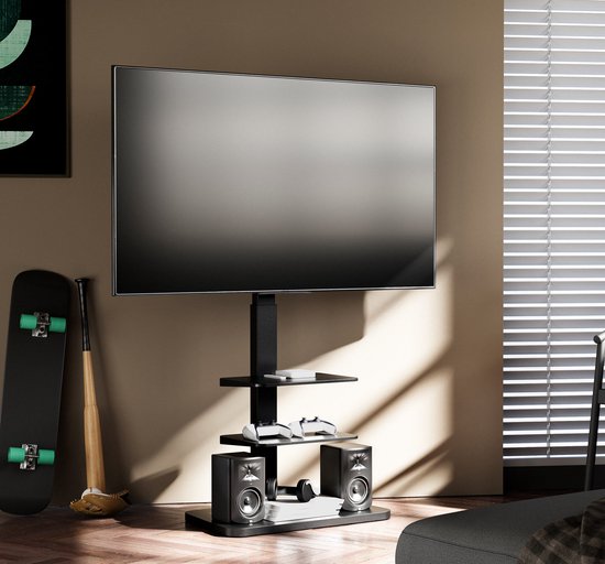 TV standaard met opbergplanken - draaibaar - 37 inch tot 75 inch