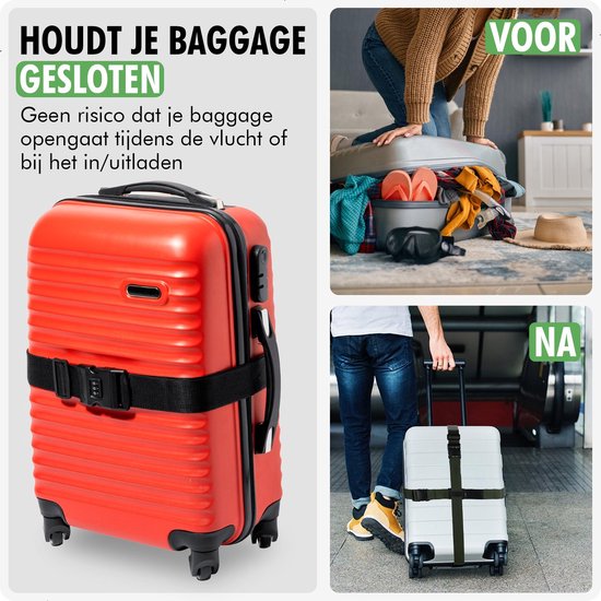 Travelhawk Kofferriem met Cijferslot - 2 Stuks - Bagageriem - Kofferriemen - Verstelbaar - 180 Centimeter - Extra Beveiliging - Reizen - Blauw