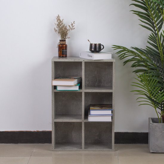 VDD Vakkenkast - Opbergkast - Boekenkast - Wandkast - 6 Open Vakken - Grijs - 97.5x 97.5x33 cm