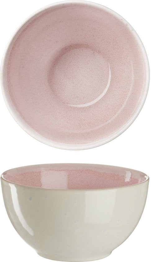 tectake® Serviesset Mare - 30-delig - Aardewerk met Glanzend Glazuur - 6 Persoons - Handgemaakt Servies - Moderne Bordenset met Grote en Kleine Borden, Kommen, Schaaltjes en Kopjes - Vaatwasser- en Magnetronbestendig - Roze