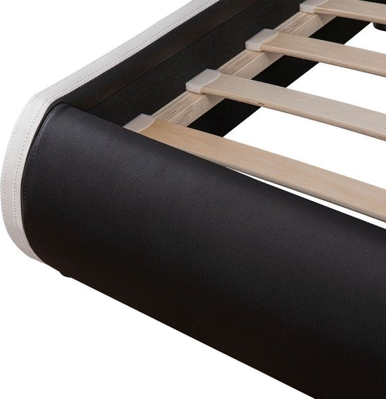 Gestoffeerd bed Sevilla - 140 x 200 cm - Zwart - LED Verlichting