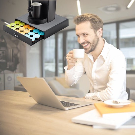 BRASQ Capsulehouder voor Dolce Gusto Capsules - Opbergbox met Lade - 30 Cups - Koffiecups houder Zwart