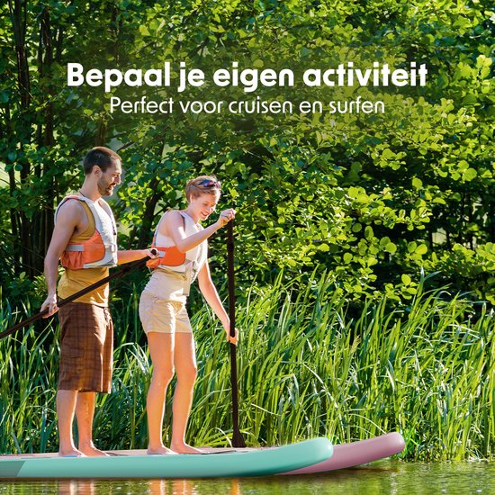LifeGoods SUP Board Allround Compact - 100 KG Draagkracht - 300 x 76 cm - Opblaasbaar - Compleet SUP pakket - Mintgroen