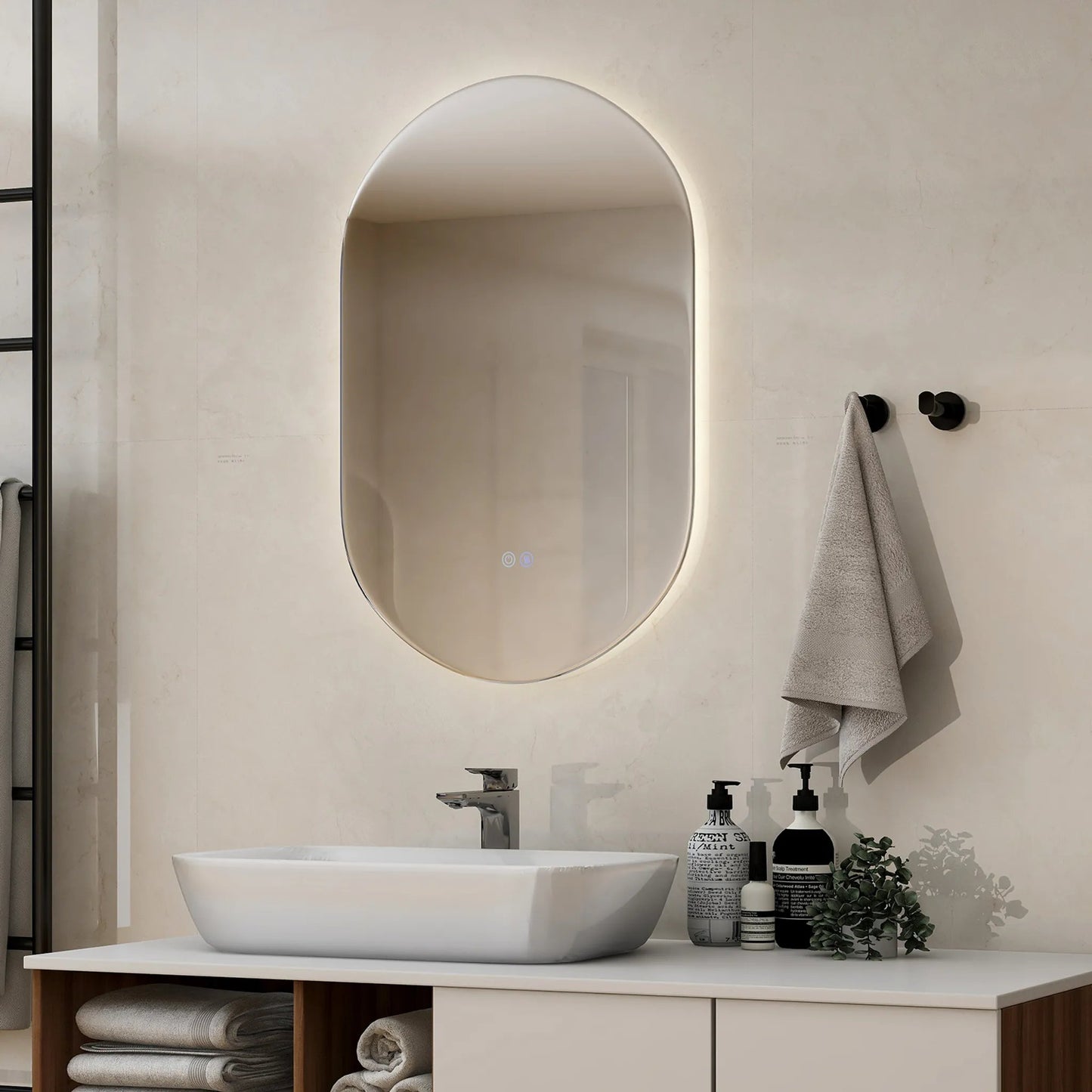 Coast – Led-spiegel Badkamerspiegel – 80 cm x 50 cm & Anti-condens – Voorzien Van Dimbare Driekleurige Verlichting En Smart-touch – Voor Badkamer En Make-upstudio – Zilver Glas En Aluminium