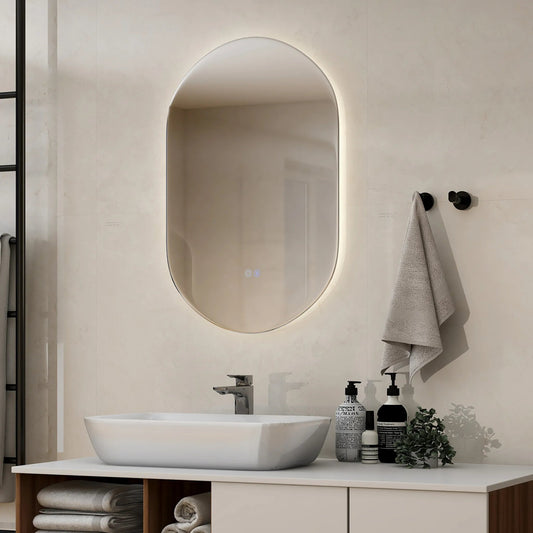Coast – Led-spiegel Badkamerspiegel – 80 cm x 50 cm & Anti-condens – Voorzien Van Dimbare Driekleurige Verlichting En Smart-touch – Voor Badkamer En Make-upstudio – Zilver Glas En Aluminium
