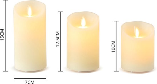 H&C LED Kaarsen met Bewegende Vlam - 3 Stuks - Oplaadbaar en Afstandsbediening