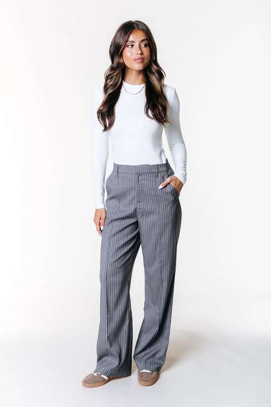 Colourful Rebel - Rus Stripe Straight Pants Elastische Tailleband - Dames - Broeken