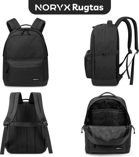Noryx Origin Rugzak 27L - 15,6 inch - Laptop Rugtas - Schooltas - Heren en Dames - Spatwaterdicht - Zwart