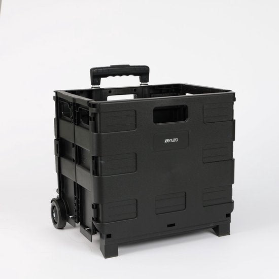 Ceruzo Boodschappen Trolley met Vouwkrat - 30 Liter met 2 Wielen- Inklapbaar- Boodschappenkrat-Zwart