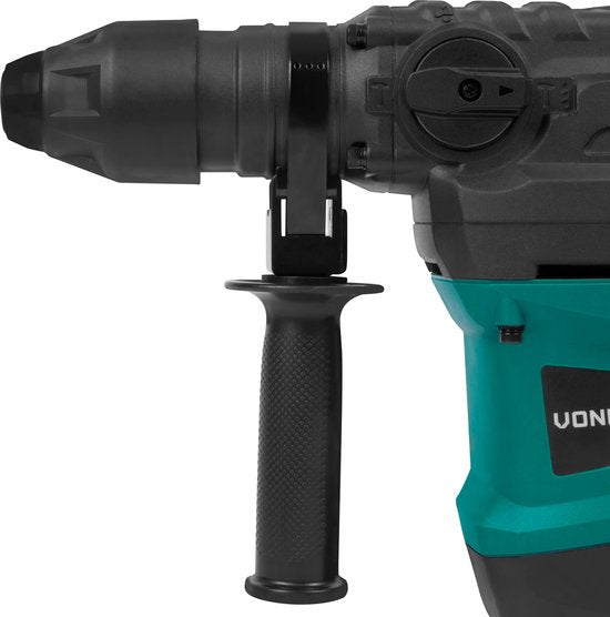 VONROC Boorhamer 1500W – 6 Joule – Instelbare snelheid - SDS plus – 4 Functies – Incl. boren & beitels