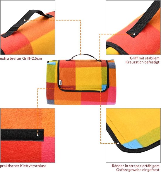 Detex Picknickkleed - 200x200cm XXL Waterdicht Opvouwbaar - Pixel