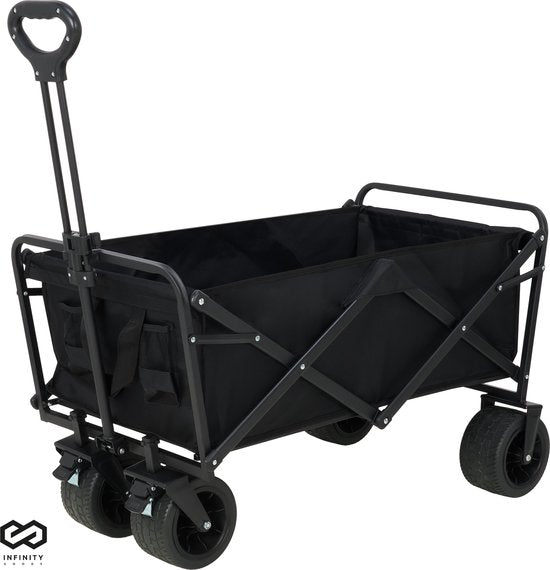 Infinity Goods Bolderkar XL - Opvouwbaar - 180KG Draagkracht - Draaibare Wielen - 95 x 57 x 96 CM - Verstelbaar - Zwart