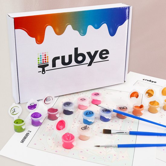 Rubye® Schilderen Op Nummer Volwassenen – Bloemenhoofd – Inclusief Verf en Penselen – Canvas Schildersdoek - Kleuren op Nummer - Dubbele Set - 15x20cm
