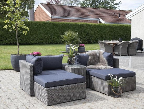 Rossi Lounge Set - Lounge set in cubo-grijs met zwarte kussens