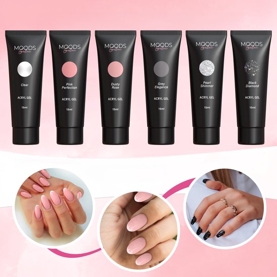 Moods Gellac - Polygel Kleurenset - Hervul set - Neutral Shine - 6 Kleuren - 15ML