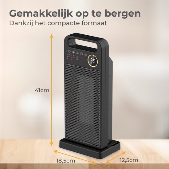 Nuvance - Elektrische Kachel - 2000W - Terrasverwarmer - Keramische Kachel Verwarming - Ventilatorkachel - Heater - Verwarming Electrisch