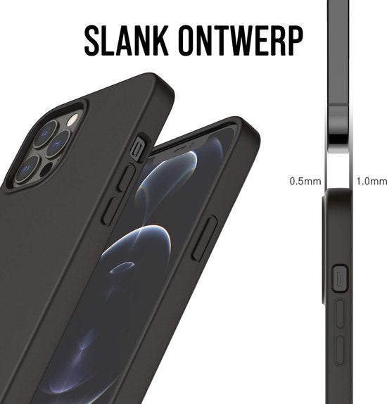 Podec Telefoonhoesje Zwart Geschikt voor iPhone 12 pro max Hoesje En Screenprotector Beschermglas