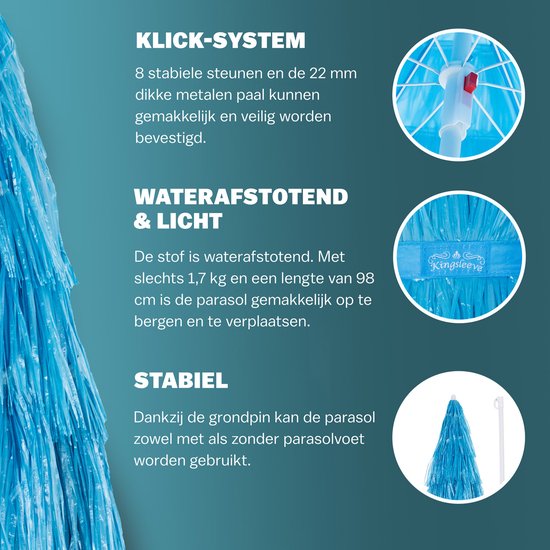Kingsleeve Parasol Hawaii - 160cm Rond - Blauw