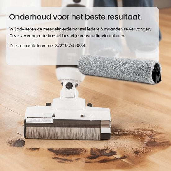 Saaf Vloerreiniger M200 - 50 min Accu - Elektrische Dweil - Steelstofzuiger met Dweilfunctie - Display & Reinigingsstation - Watersterilisatie - Wit