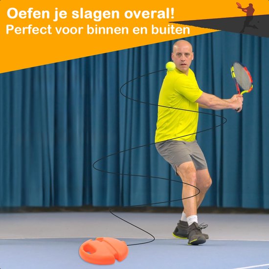 Tennispaal – Tennistrainer – Set Met Elastiek En Tennisbal – Oranje – Voor in de Tuin – Kinderen – Classic – Pro – Vakantie – Volwassenen