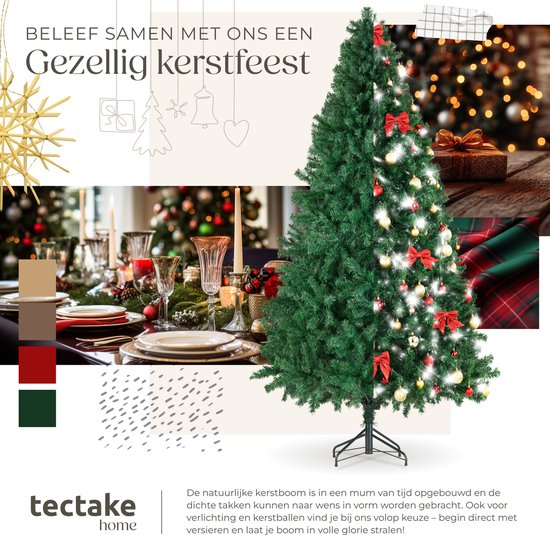 tectake® Kunstkerstboom - Dichte Kunstkerstboom met Flexibele Buigbare Dennentakken en Stalen Boomstandaard - 230 cm, 1346 Naalden - Groen, Ideaal voor Kerstversiering