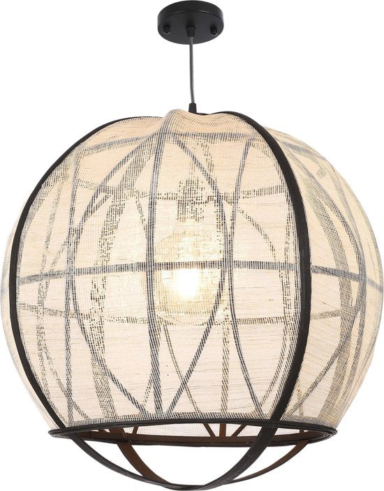Mica Decorations Pella Hanglamp - H50 x Ø51 cm - Linnen - Off-white