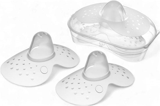 Qwali Organic Tepelhoedje voor borstvoeding - Maat S - BPA vrij - Tepel beschermer - Transparant - Incl. opbergbakje - 2 stuks