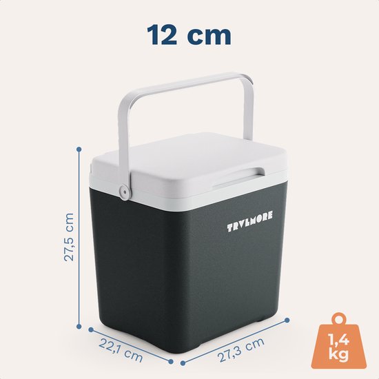 TRVLMORE Koelbox 7L - Frigobox - Inclusief Koelelement - Koelbox Klein - Antraciet