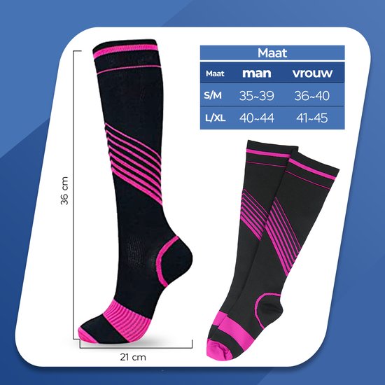 Roegaarden compressie sokken - Compressiekousen - Steunkousen - Maat 40-44 - Roze