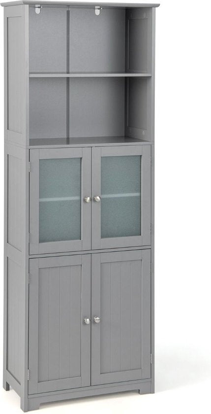 Coast Opbergkast vrijstaand - 2 Kasten + 2 planken - 60 x 30 x 163 cm - Grijs