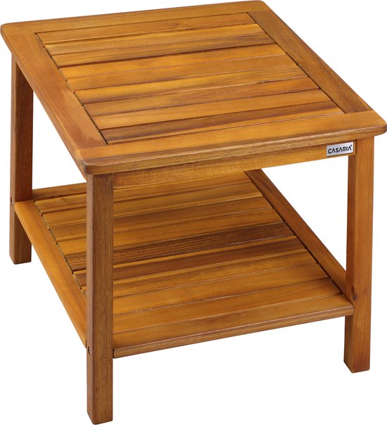 Casaria Bijzettafel Acaciahout - 45x45x45cm – met 2 Planken Bruin