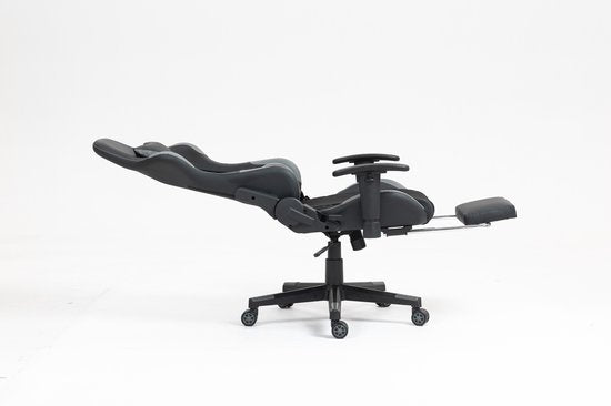 VDD Gaming - Gamestoel - Gamestoel met Voetsteun - Gamestoel zwart - Gaming Stoel - Bureaustoel gaming - Ergonomische Bureaustoel - Met Nekkussen & Verstelbaar Rugkussen - Game stoel Met Voetsteun - Ergonomische Game Stoel - Draaistoel- Zwart & Grijs